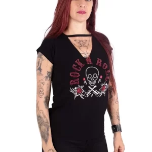 Blusa Choker Rock N Roll Preta
