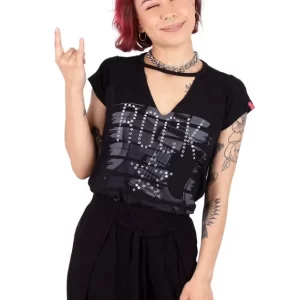 Blusa Choker Rock Star Preta