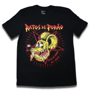 camiseta preta oficial ratos de porão metal punk 100% algodão