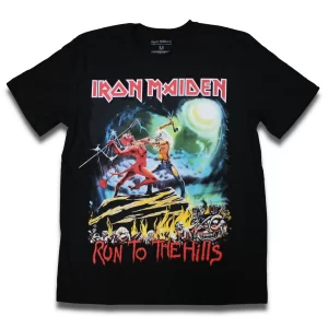 camiseta preta iron maiden run to the hills oficial 100% algodão
