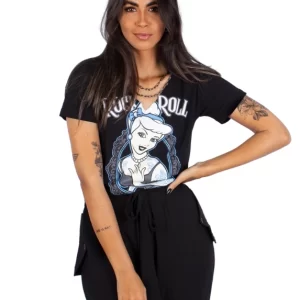 Blusa Corrente Princesa Rock Tatuada Preta