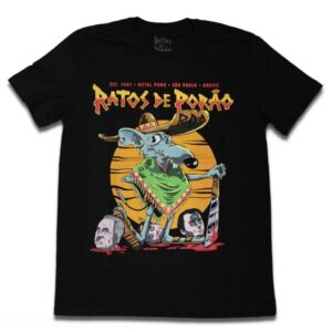 Camiseta Ratos de Porão Rato Brujeria - G, Preto