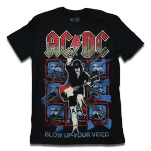 camiseta preta acdc blow up your video oficial 100% algodão