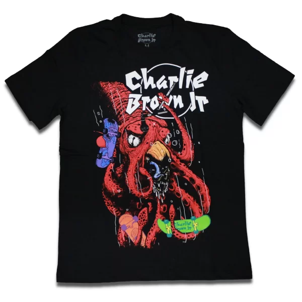 camiseta da banda charlie brow junior oficial preta zoio de lula 100% algodão
