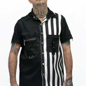 Camisa Psycho Listrada Preto e Branco