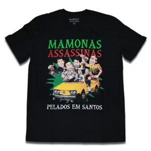 camiseta preta mamonas assassinas pelados em santos 100% algodão oficial
