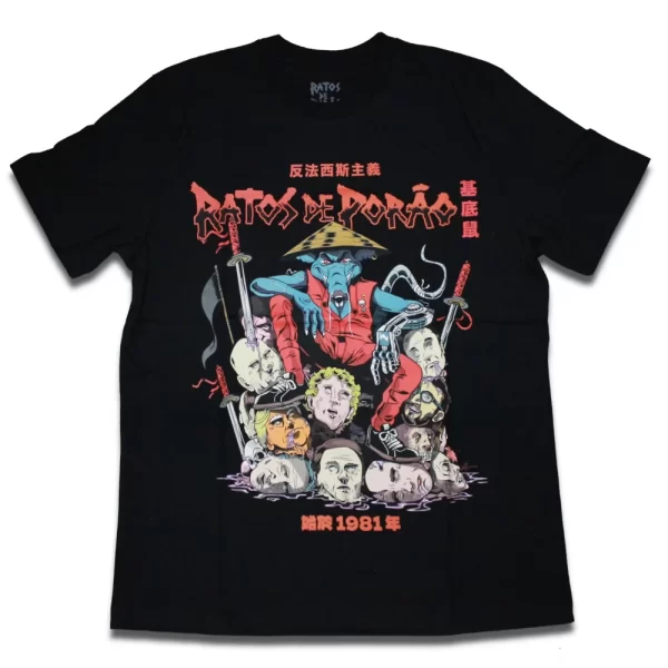 camiseta preta oficial ratos de porão chinês consulado do rock 100% algodão