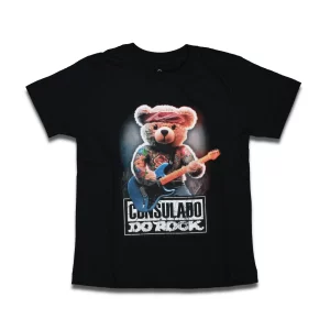 Camiseta Infantil Consulado Do Rock Ursinho Heavy Metal