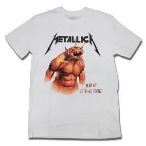 camiseta branca metallica jump in the fire oficial