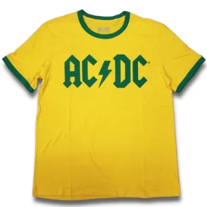 camiseta ACDC Brasil verde e amarela tour power up